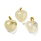 Natural Lemon Quartz Pendants, Heart Charms with Brass Snap on Bails, Golden, 18x15.5x10mm, Hole: 5x3mm