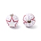 Independence Day Themes Wood European Beads, Large Hole Beads, Round, Printed, Star, 15.5mm, Hole: 4.5mm