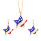 Independence Day Zinc Alloy Enamel with Rhinestone Pendant Necklaces & Dangle Earrings, Platinum, Star, 400mm & 50x31mm