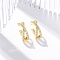 Rack Plating Brass Micro Pave Clear Cubic Zirconia Cuff Earrings, Lead Free & Cadmium Free, Cross, Real 18K Gold Plated, 14x6mm