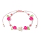 Glass Seed Bead and Resin Braided Bead Bracelets for Women, Rose & Butterfly, with Nylon Thread, Deep Pink, Inner Diameter: 1-7/8~3-3/8 inch(4.7~8.5cm) 