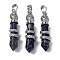 Natural Sodalite Pendants, Brass Charms, Lead Free & Cadmium Free, 46~47x11~12x11mm, Hole: 8x5mm