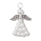 Pearlized Glass Pearl Bead Pendants, Angel Charms, with Alloy Wings and Copper Wire, White, 32.5x22.5x6mm, Hole: 4mm