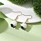 304 Stainless Steel Dangle Earrings, with Sheep Glass Pendant and Natural Black Onyx, Golden, 30x12mm