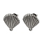 304 Stainless Steel Stud Earring Findings, Shell Shape, with Loop, Platinum, 19x19.5mm, Hole: 1.6mm, Pin: 0.8mm