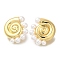 Rack Plating Shell Shape Brass Stud Earrings, with ABS Plastic Pearl, Long-Lasting Plated, Lead Free & Cadmium Free, Real 18K Gold Plated, 29.5x26mm，1pair/Set