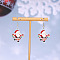 Christmas Theme Alloy Enamel Dangle Earrings, Platinum, Santa Claus, 40x20mm