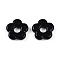 Handmade Lampwork Beads, Flower, Black, 15~16x16x3.5~4.5mm, Hole: 4.5~5mm
