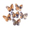 Cellulose Acetate(Resin) Pendants, Metal Enlaced Butterfly Charms, Orange, 29x22x3mm, Hole: 1.6mm