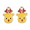Christmas Alloy Enamel Pendants, Light Gold, Deer, 18x12.5x1mm, Hole: 1.8mm