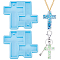 2Pcs DIY Silicone Pendant Molds, Cross, Sky Blue, 62x77x6.5mm, Hole: 3.5mm, Inner Diameter: 54.5x39.5mm