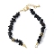 Brass Black Cubic Zirconia Disc and Natural Obsidian Chip Beaded Bracelet Making, with Brass Lobster Claw Clasps and Extender Chains, Rack Plating, Long-Lasting Plated, Cadmium Free & Lead Free, Real 18K Gold Plated, 6-1/8 inch(15.5cm), Hole: 2.5x2mm