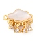 Brass Micro Pave Clear Cubic Zirconia Box Clasps, with Shell & Epoxy Resin, Cloud, Real 18K Gold Plated, 14.5x18x7.5mm, Hole: 1.2mm