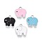 Alloy Enamel Charms, Elephant Charm, Platinum, Mixed Color, 15x14x2mm, Hole: 1.8mm