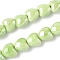 Handmade Porcelain Beads Strands, Heart, Bright Glazed Porcelain, Green Yellow, 9.5x10x6.5mm, Hole: 1.6mm, about 40pcs/strand, 14.57''(37cm)
