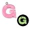 Luminous Resin Pendants, Glow in the Dark, with Platinum Plated Loop, Letter, Letter G, 23.5x19x5mm, Hole: 1.8mm