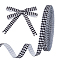 20Yards Polyester Ribbon, Rhombus Pattern, for Clothes Accessories, Black, 3/8 inch(10mm), 20yards/set