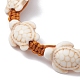 Bracciale con perline intrecciate di tartaruga marina sintetica turchese BJEW-JB10036-02-3