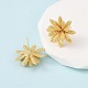 Серьги-гвоздики из латуни с цветком EJEW-D346-06G-3
