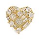 Кольца из латуни с микро-паве и кубическим цирконием в форме сердца RJEW-C080-05G-2