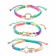 Set di braccialetti a maglie in ottone con micro pavé di zirconi cubici a forma di anello e croce e moschettoni a moschettone BJEW-JB07081-1