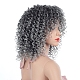 爆発的なヘッドウィッグ  アフリカのかつら女性の短い巻き毛ふわふわ  高温耐熱繊維のかつら  濃いグレー  13.7インチ（35cm） OHAR-G009-02-2