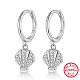 Rhodium Plated 925 Sterling Silver Micro Pave Cubic Zirconia Dangle Hoop Earrings HH2530-2-1
