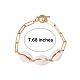 Natürliches Kaurimuschel-Gliederarmband mit Büroklammerkette für Frauen BJEW-SW00025-6