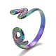 Rainbow Color Ion Plating(IP) 304 Stainless Steel Snake Wrap Open Cuff Ring for Women RJEW-A005-06-1