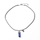 Quartz rose naturel et lapis lazuli colliers pendentifs pointus à double terminaison pour couples meilleurs amis NJEW-JN03675-3