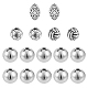 DICOSMETIC 16Pcs Ball Spacer Beads Stainless Steel Volleyball Football Oval Round Loose Beads Sports Seamless Beads Metal Loose Beads for DIY Jewelry Making STAS-DC0014-51-1