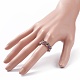 Natural Amethyst & Glass Seed Braided Bead Finger Ring RJEW-JR00465-04-3