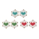 3 пара 3 цветных стеклянных плетеных шестигранных серег с сердечками EJEW-MZ00009-1