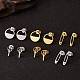 6Pairs 6 Style Half Round & Safety Pin & Key 304 Stainless Steel Stud Earrings for Women EJEW-SZ0001-64-2