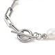 Bracciale con perline di perle barocche naturali con 304 catenina in acciaio inossidabile per graffette da donna BJEW-JB08970-5