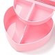 ハートのプラスチック製ジュエリーボックス  カバーと鏡付きの二重層  ピンク  12.2x13.3x5.55cm  4区画/ボックス OBOX-F006-09B-5