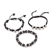 3 pièces 3 styles turquoise synthétique (teint) et bracelets de perles tressées en pierre de lave naturelle sertie d'un crâne en alliage BJEW-JB07865-1