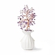 Éclats d'améthyste naturelle avec arbre d'argent en fil de laiton enveloppé sur des décorations d'affichage de vase en céramique DJEW-B007-01B-2