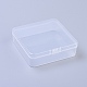 プラスチック箱  ビーズ保管容器  ヒンジ付き蓋付き  正方形  透明  9.4x9.4x2.8cm X-CON-L009-10-1