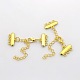 3 Strands 6-Hole Plating Zinc Alloy and Brass Ends with Chains PALLOY-N0102-01-2