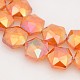 Hexagon Electroplate Full Rainbow Plated Glass Beads Strands EGLA-P015-F03-2
