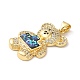 Rack Plating Brass Micro Pave Cubic Zirconia with Synthetic Opal Pendants KK-D088-37G-3