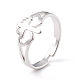 Double coeur avec croix 304 anneau réglable en acier inoxydable pour femme RJEW-B035-06P-1