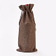 模造黄麻布の袋  ボトルバッグ  巾着袋  キャメル  34~35x14~15cm ABAG-WH0012-A04-1