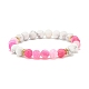 Natural Weathered Agate(Dyed) & Howlite Round Beaded Stretch Bracelet BJEW-JB08087-05-1