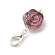 Acrylic Rose Flower Pendants Decoration HJEW-JM00739-02-5