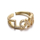 Adjustable Brass Micro Pave Cubic Zirconia Cuff Rings RJEW-G102-04G-2