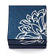 印刷された厚紙のジュエリーセットボックス  中に黒いスポンジを入れて  花模様の正方形  マリンブルー  5.2x5.2x3.6cm CBOX-T005-01B-2