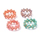 4個4色ガラスシードビーズ編みこみフィンガー指輪セット女性用  レッド  usサイズ8 1/2(18.5mm) RJEW-JR00419-1