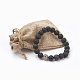 Braccialetti elasticizzati con perle di roccia lavica naturale BJEW-JB03879-02-3